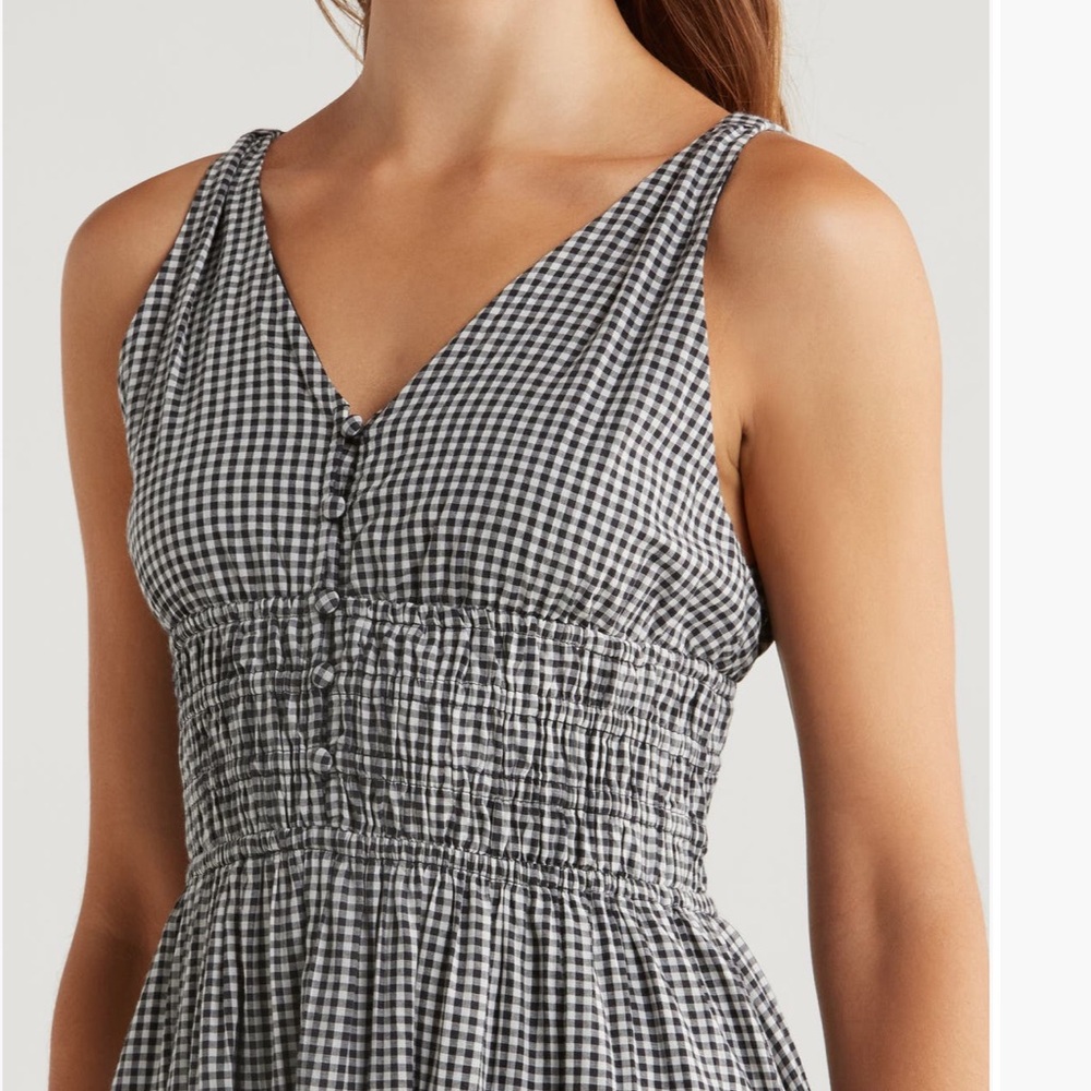 Lucky Brand V-Neck Smocked Waist Midi Dress - Picture 7 of 16